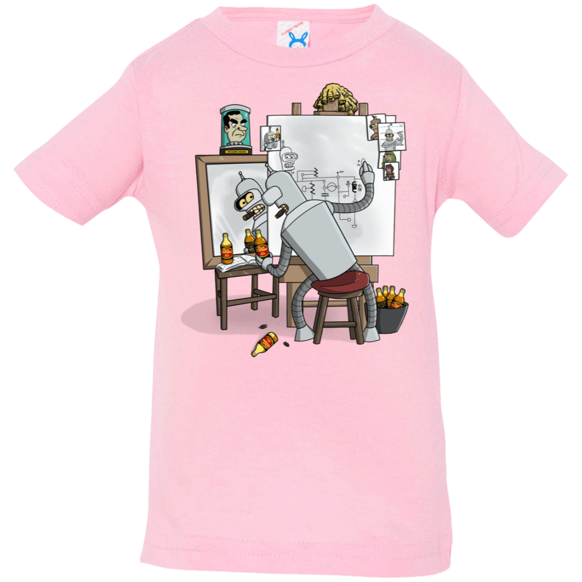 T-Shirts Pink / 6 Months Retrato de un Robot Infant Premium T-Shirt