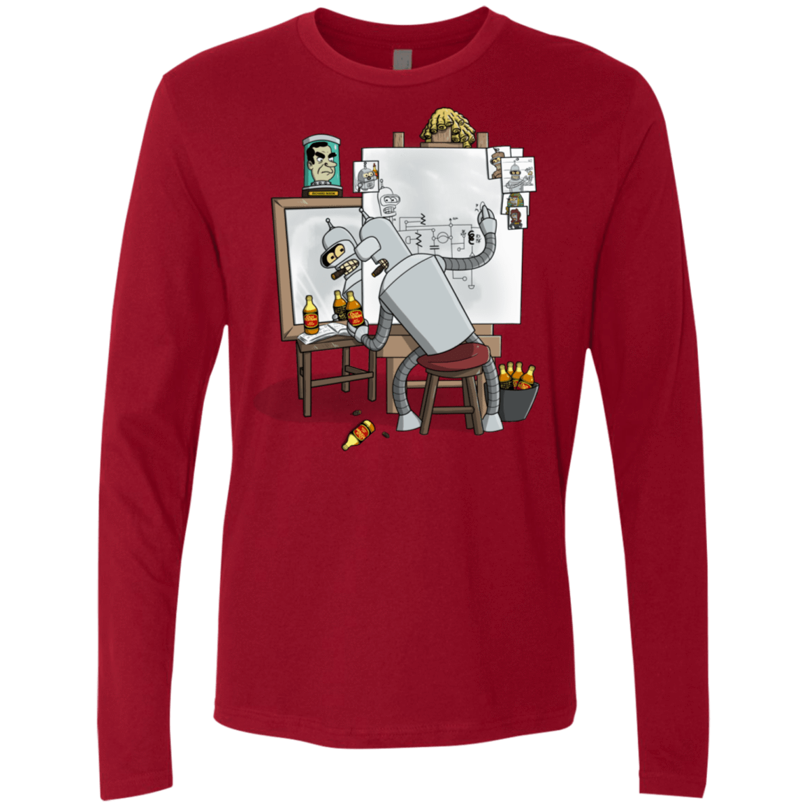 T-Shirts Cardinal / S Retrato de un Robot Men's Premium Long Sleeve