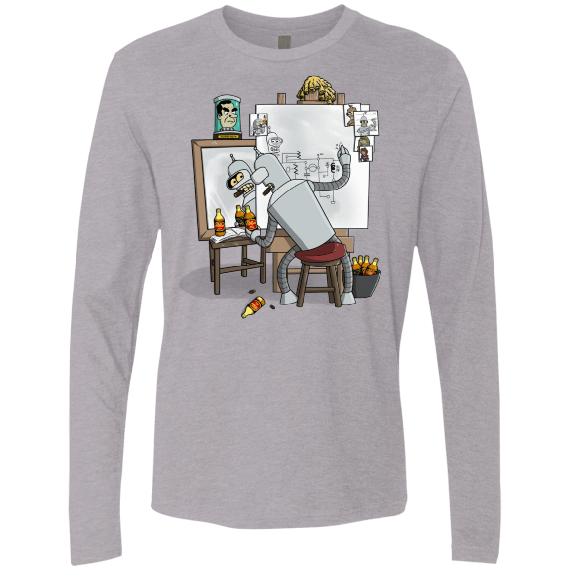 T-Shirts Heather Grey / S Retrato de un Robot Men's Premium Long Sleeve