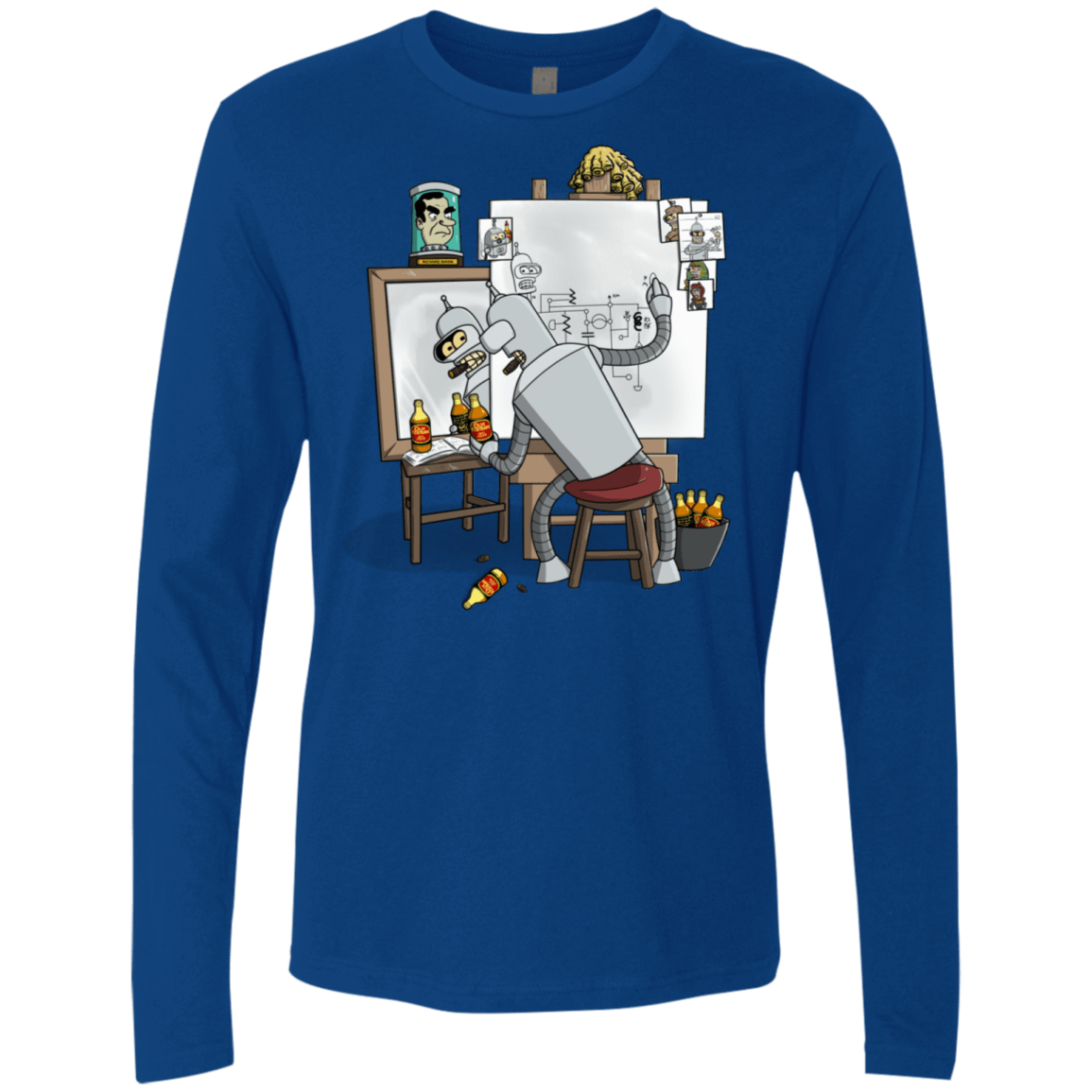 T-Shirts Royal / S Retrato de un Robot Men's Premium Long Sleeve