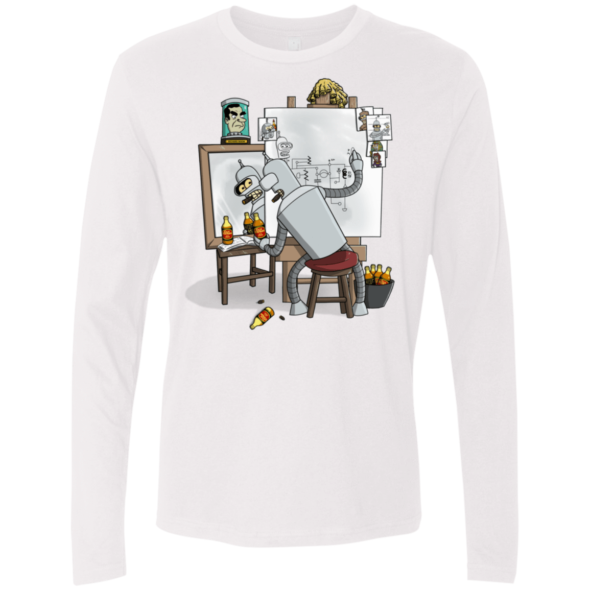 T-Shirts White / S Retrato de un Robot Men's Premium Long Sleeve