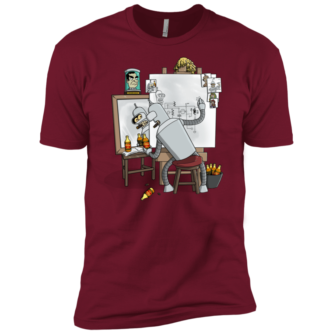 T-Shirts Cardinal / X-Small Retrato de un Robot Men's Premium T-Shirt