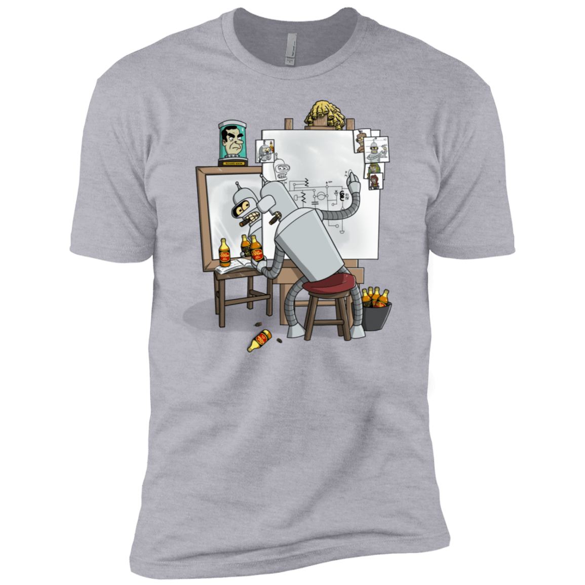 T-Shirts Heather Grey / X-Small Retrato de un Robot Men's Premium T-Shirt
