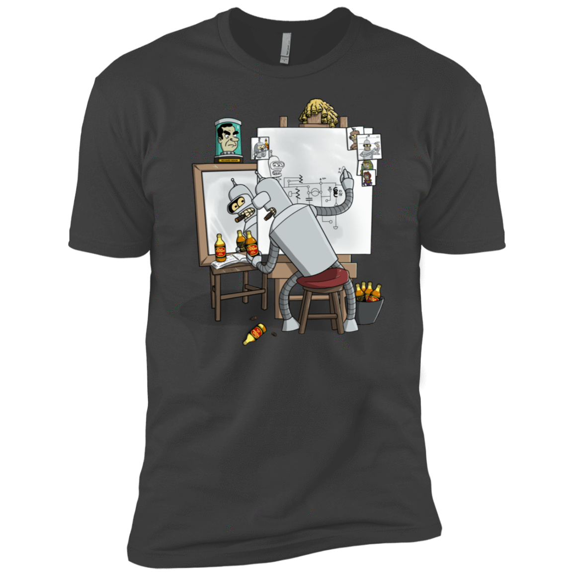 T-Shirts Heavy Metal / X-Small Retrato de un Robot Men's Premium T-Shirt