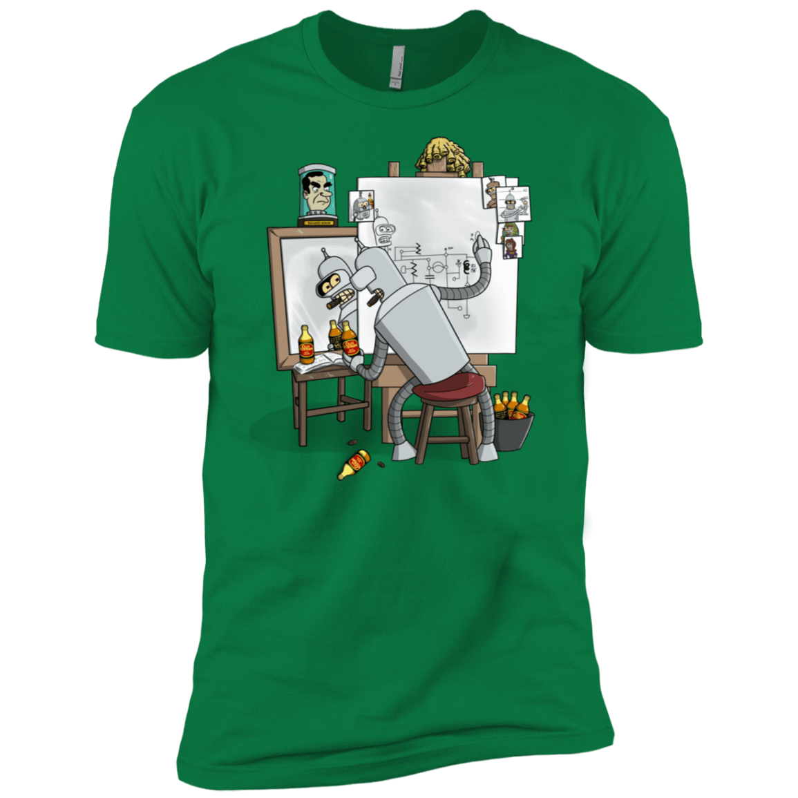 T-Shirts Kelly Green / X-Small Retrato de un Robot Men's Premium T-Shirt