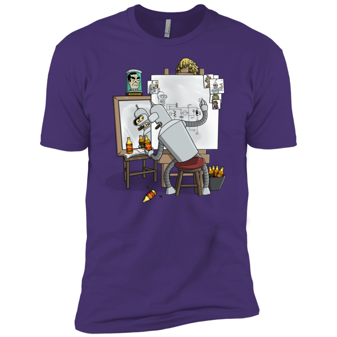 T-Shirts Purple Rush/ / X-Small Retrato de un Robot Men's Premium T-Shirt