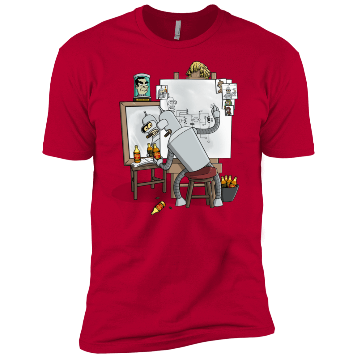 T-Shirts Red / X-Small Retrato de un Robot Men's Premium T-Shirt