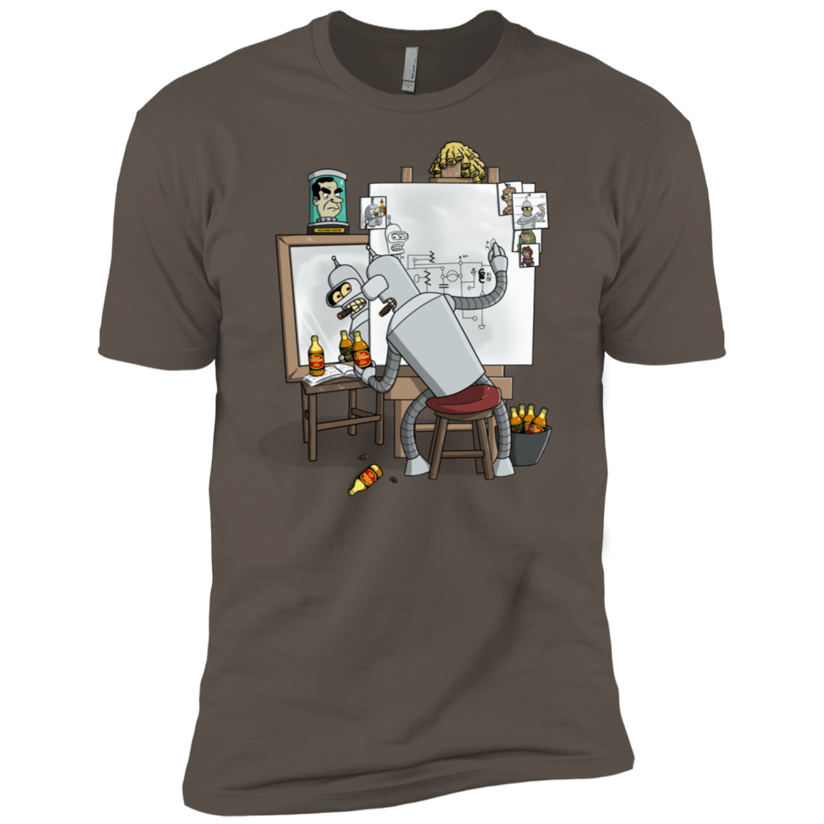 T-Shirts Warm Grey / X-Small Retrato de un Robot Men's Premium T-Shirt