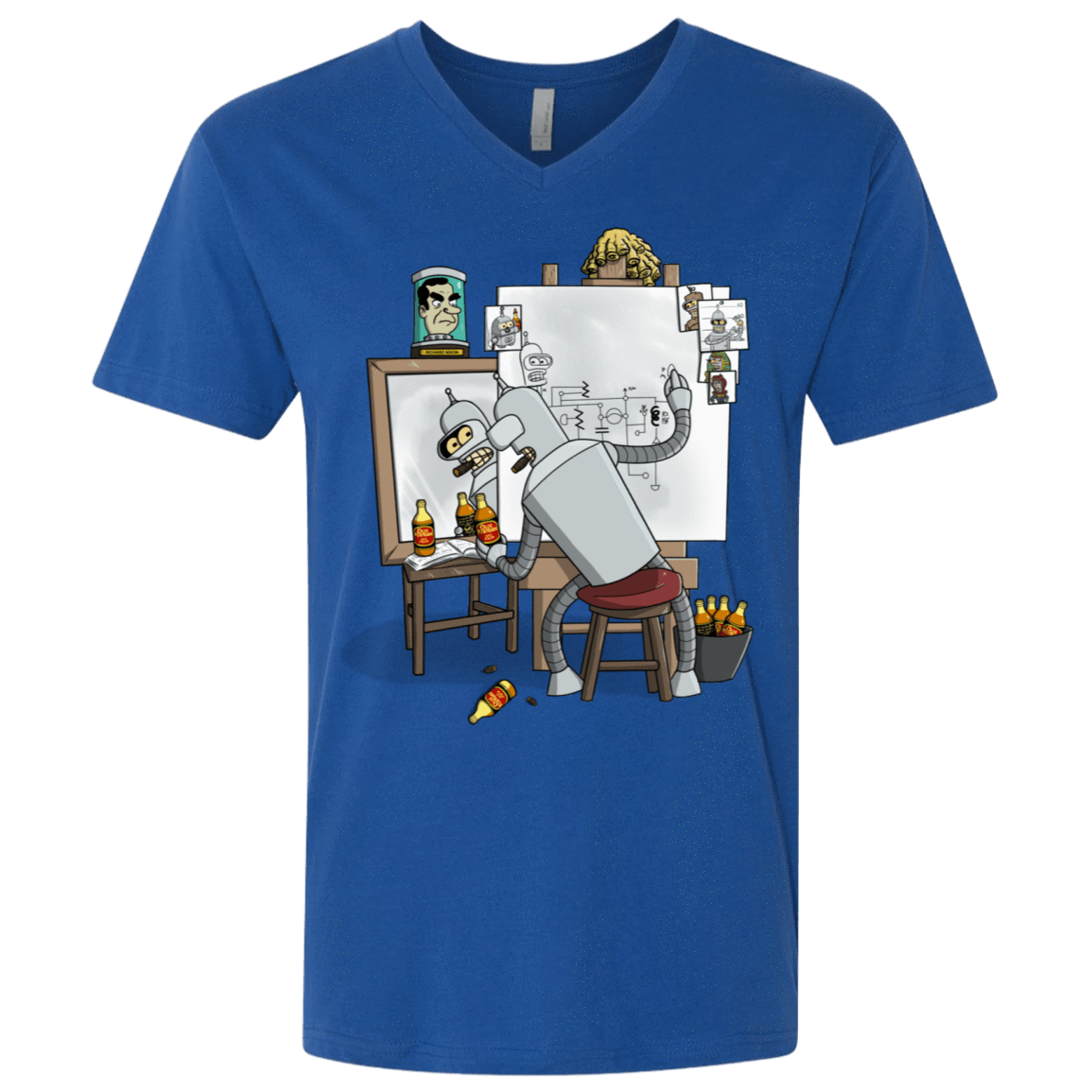 T-Shirts Royal / X-Small Retrato de un Robot Men's Premium V-Neck