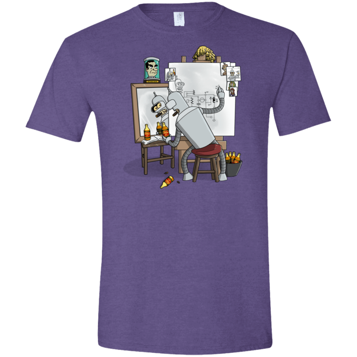 T-Shirts Heather Purple / S Retrato de un Robot Men's Semi-Fitted Softstyle