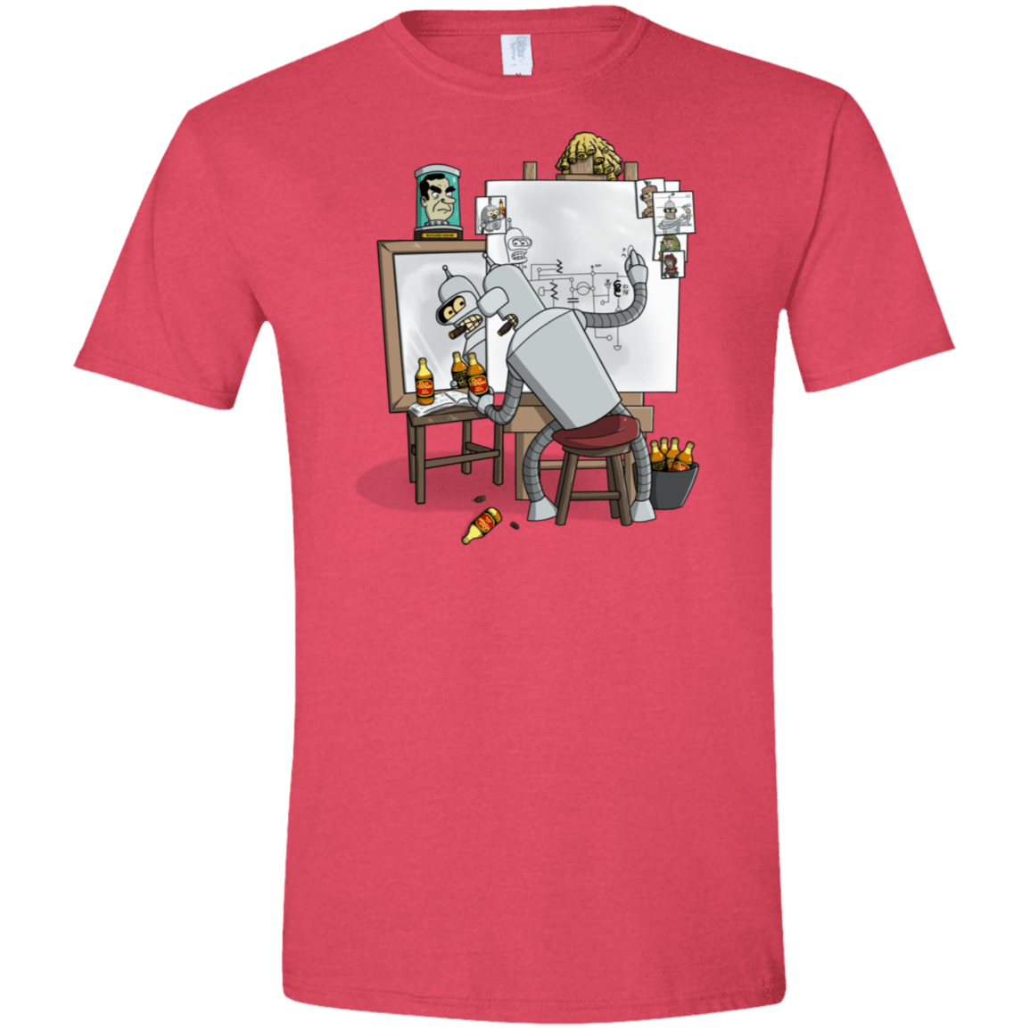 T-Shirts Heather Red / S Retrato de un Robot Men's Semi-Fitted Softstyle