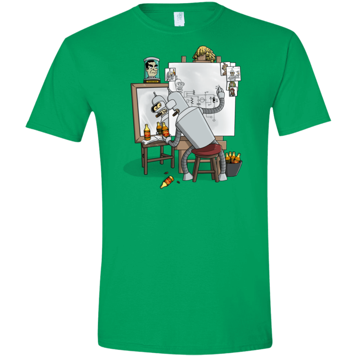 T-Shirts Irish Green / S Retrato de un Robot Men's Semi-Fitted Softstyle