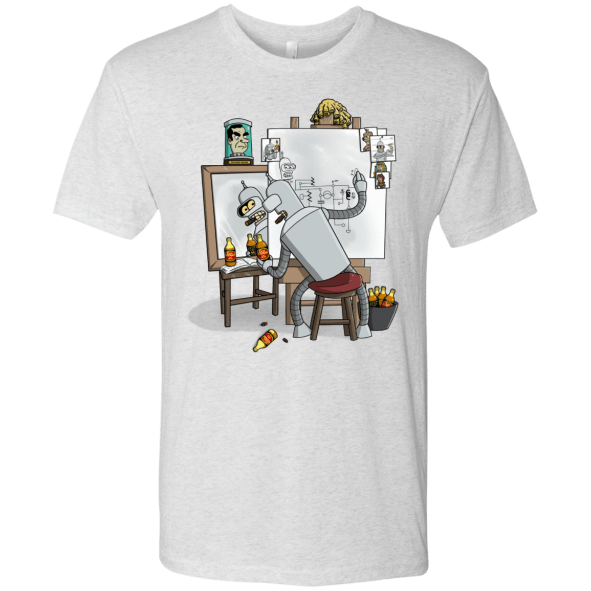 T-Shirts Heather White / S Retrato de un Robot Men's Triblend T-Shirt
