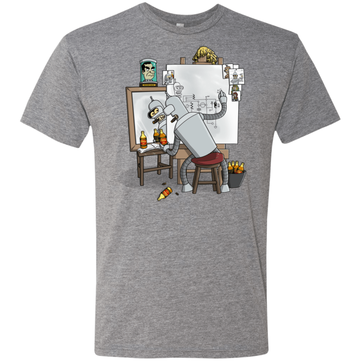 T-Shirts Premium Heather / S Retrato de un Robot Men's Triblend T-Shirt