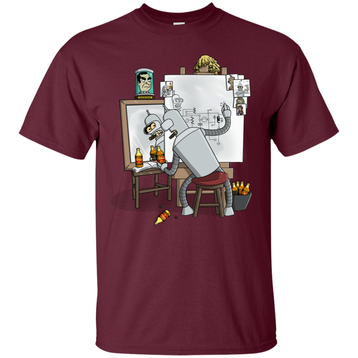 T-Shirts Maroon / S Retrato de un Robot T-Shirt