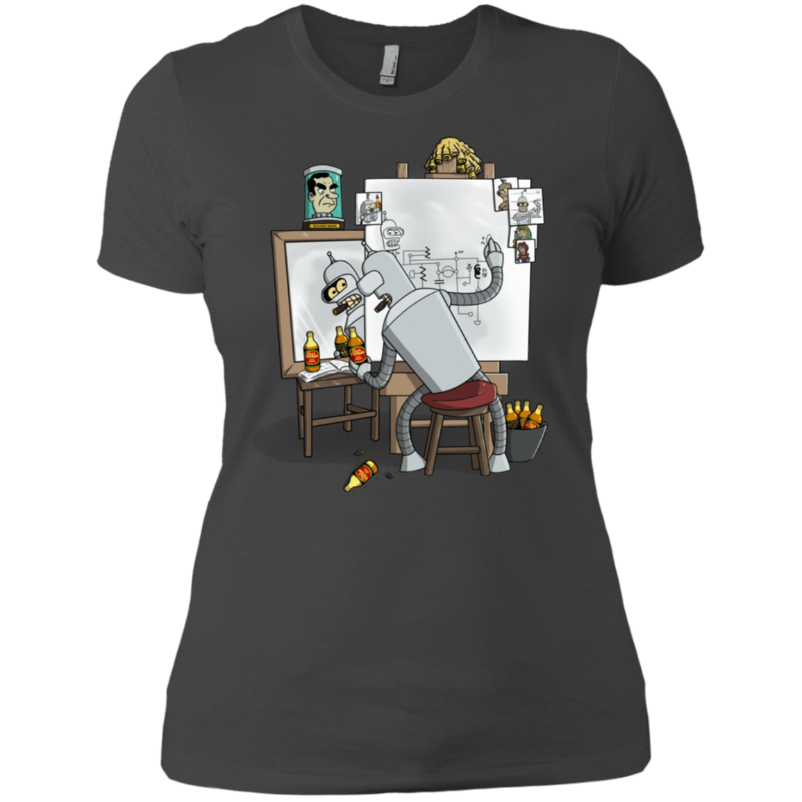 T-Shirts Heavy Metal / X-Small Retrato de un Robot Women's Premium T-Shirt