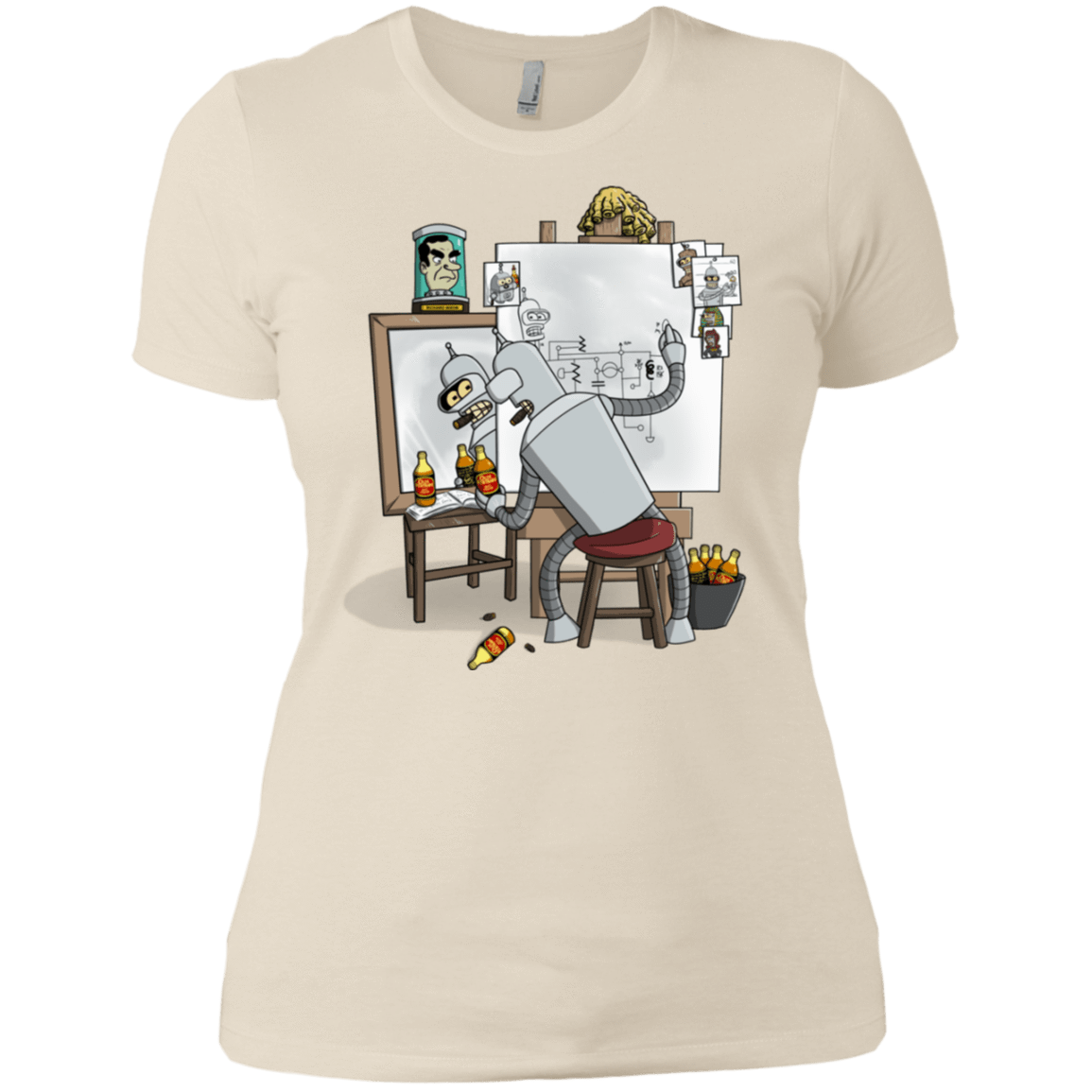 T-Shirts Ivory/ / X-Small Retrato de un Robot Women's Premium T-Shirt