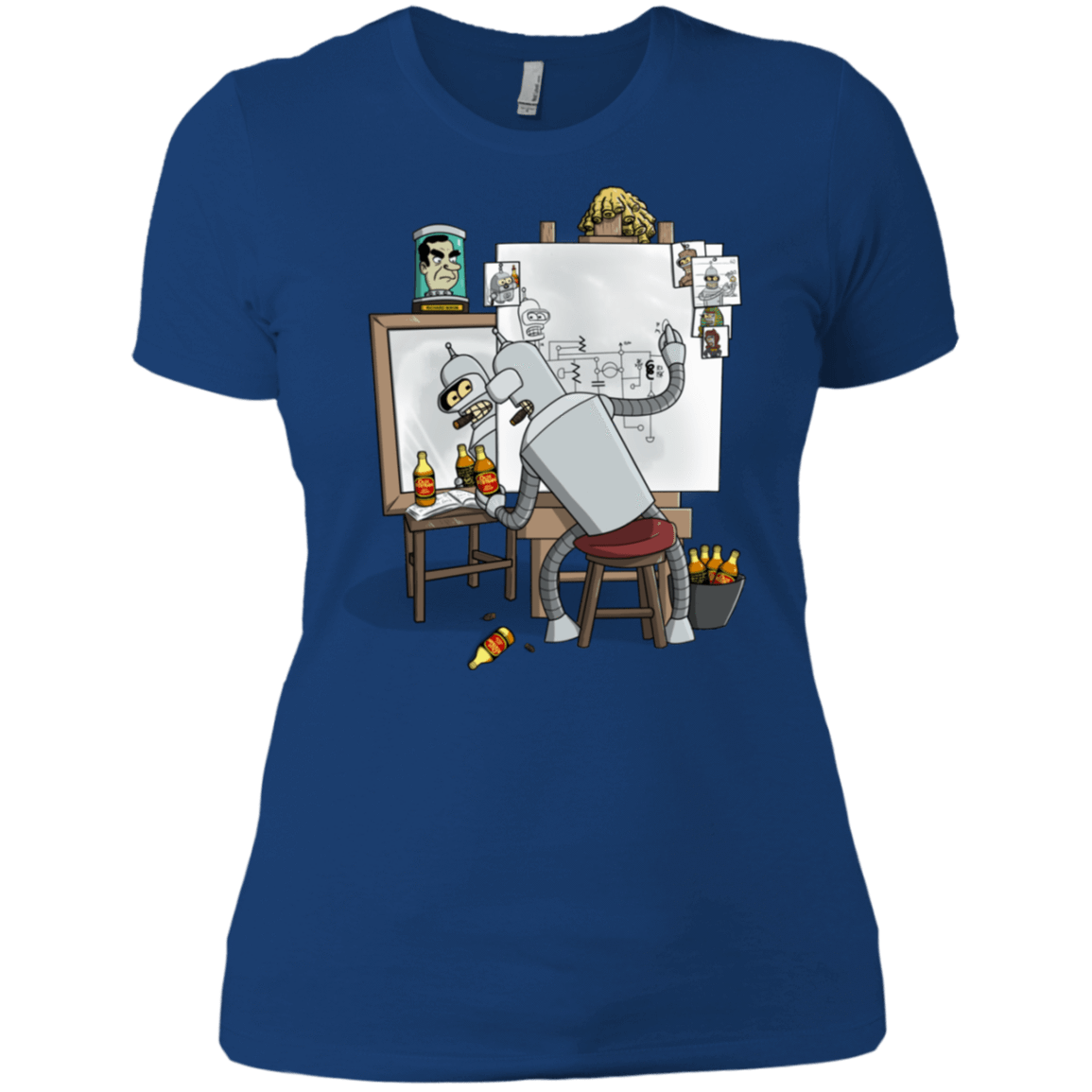 T-Shirts Royal / X-Small Retrato de un Robot Women's Premium T-Shirt
