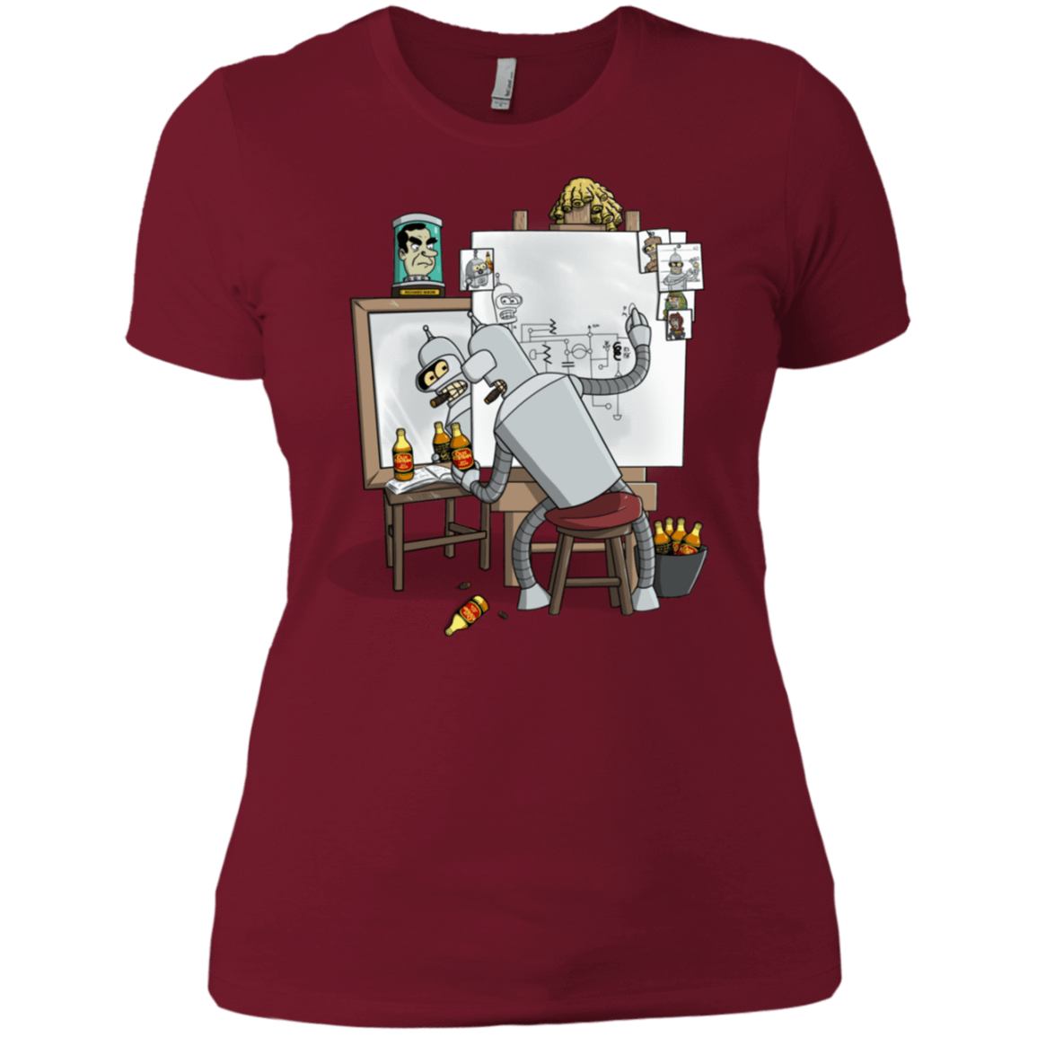 T-Shirts Scarlet / S Retrato de un Robot Women's Premium T-Shirt