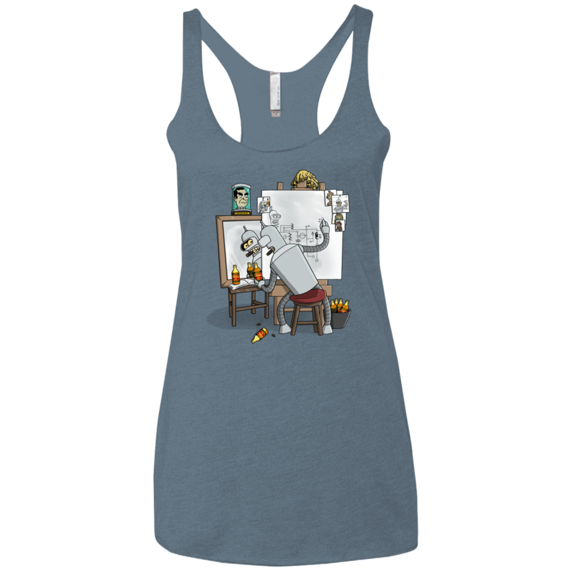 T-Shirts Indigo / X-Small Retrato de un Robot Women's Triblend Racerback Tank