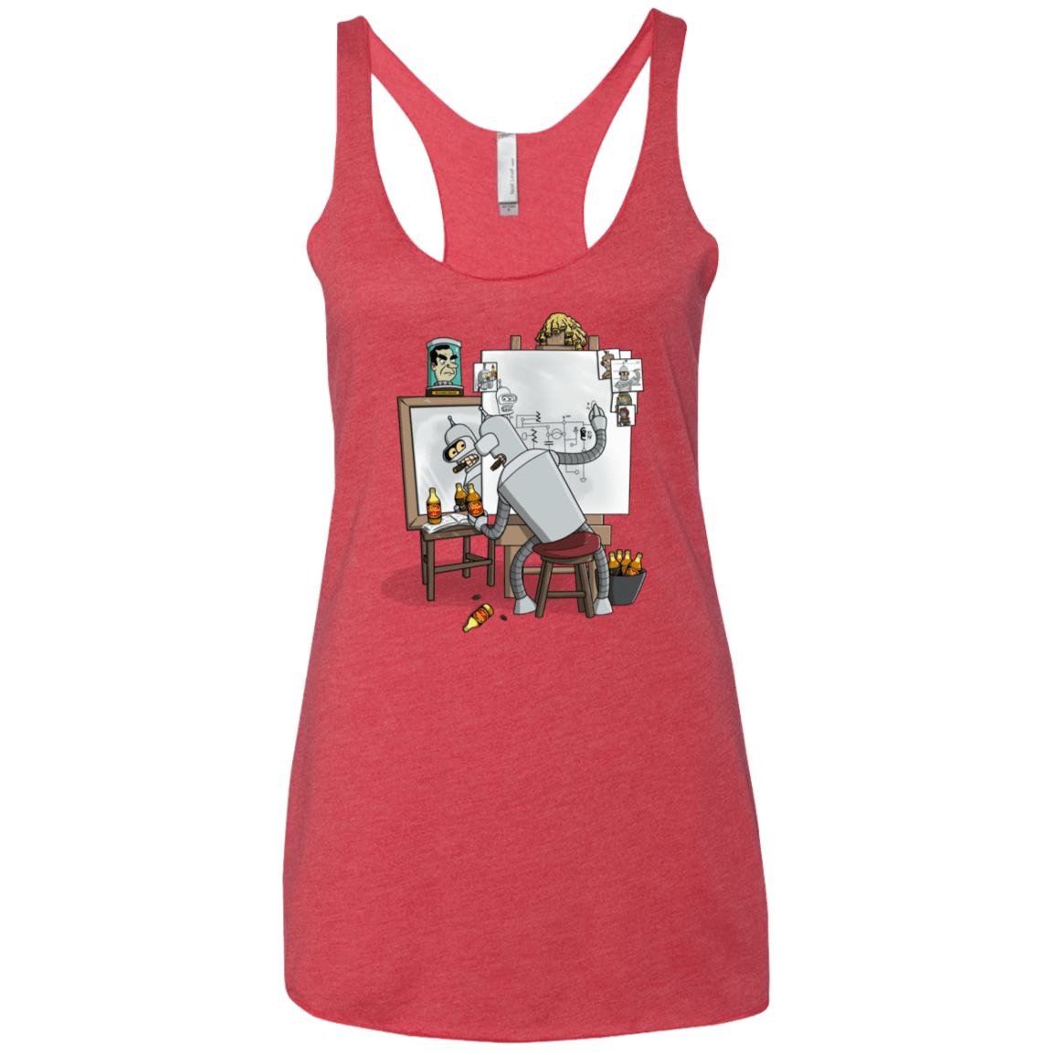 T-Shirts Vintage Red / X-Small Retrato de un Robot Women's Triblend Racerback Tank
