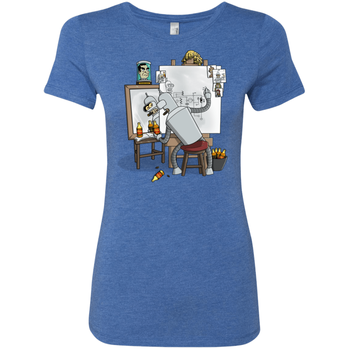 T-Shirts Vintage Royal / S Retrato de un Robot Women's Triblend T-Shirt