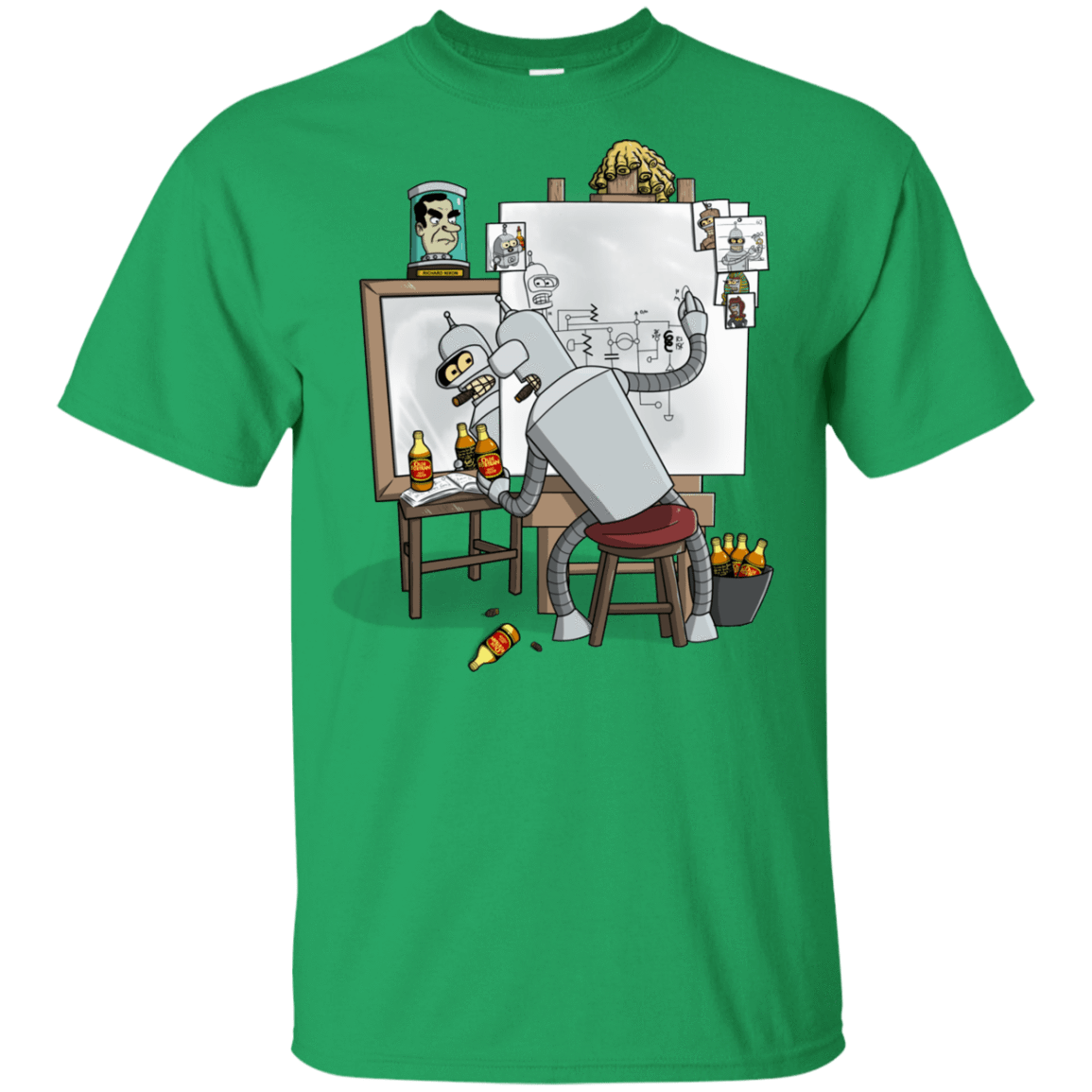 T-Shirts Irish Green / YXS Retrato de un Robot Youth T-Shirt