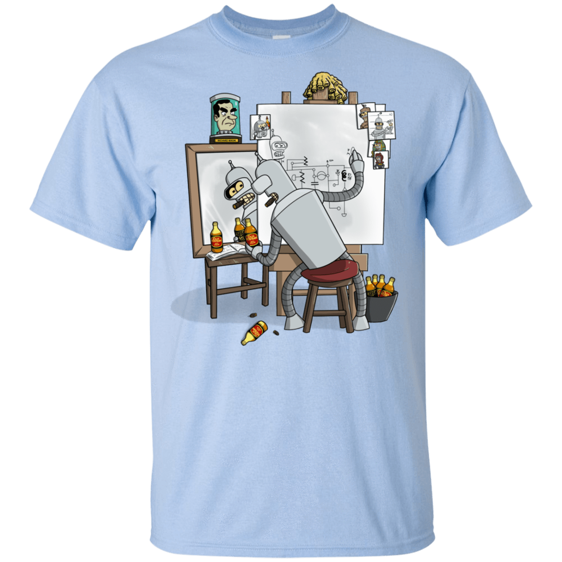 T-Shirts Light Blue / YXS Retrato de un Robot Youth T-Shirt