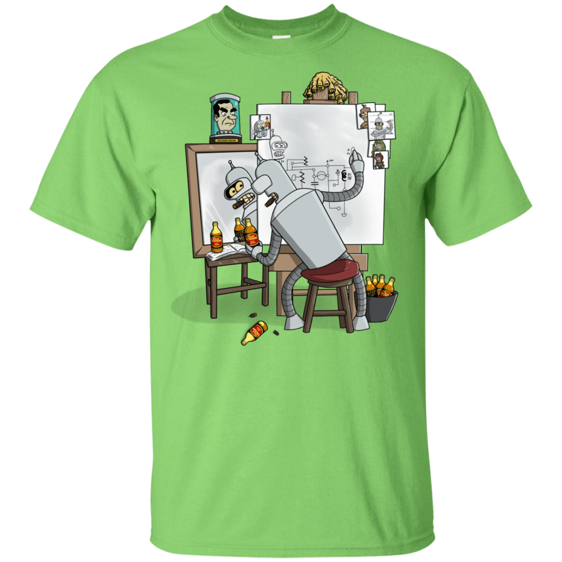 T-Shirts Lime / YXS Retrato de un Robot Youth T-Shirt