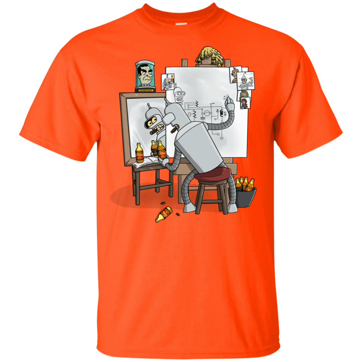 T-Shirts Orange / YXS Retrato de un Robot Youth T-Shirt