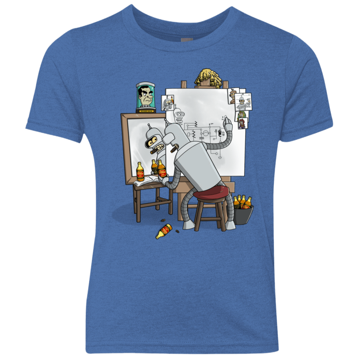 T-Shirts Vintage Royal / YXS Retrato de un Robot Youth Triblend T-Shirt