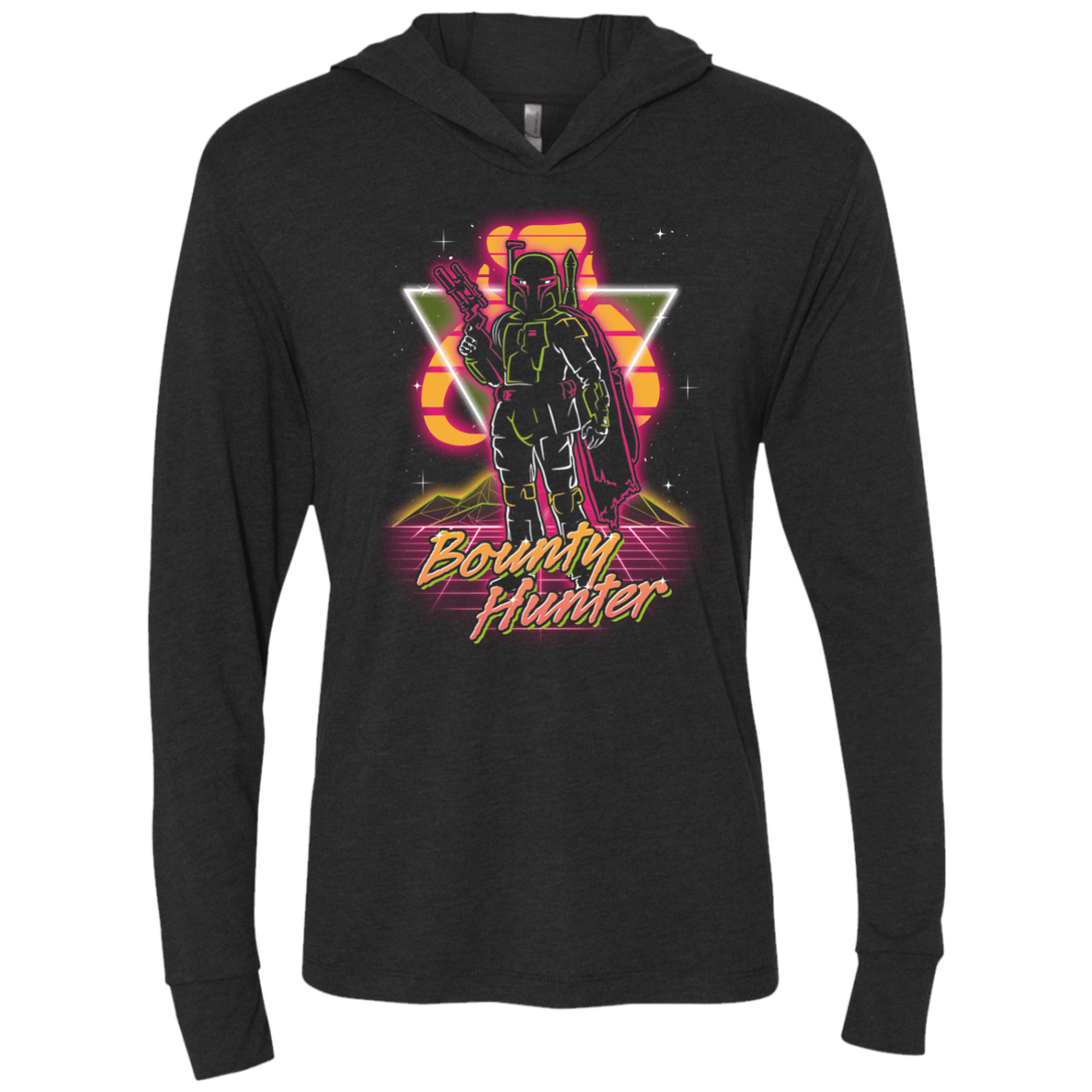 T-Shirts Vintage Black / X-Small Retro Bounty Hunter Triblend Long Sleeve Hoodie Tee