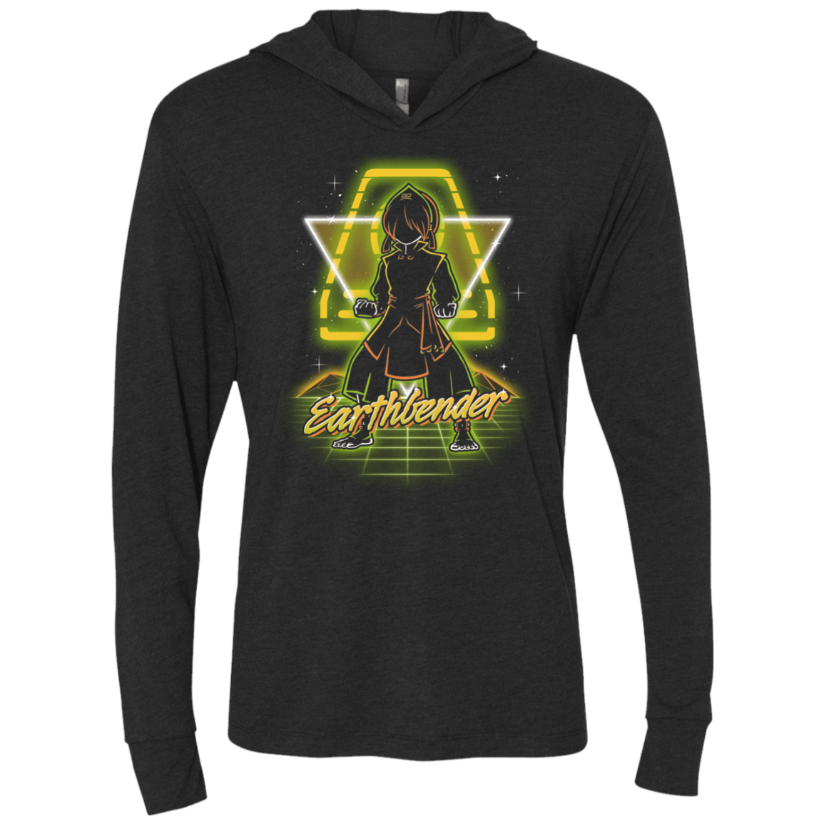 Retro Earthbender Triblend Long Sleeve Hoodie Tee