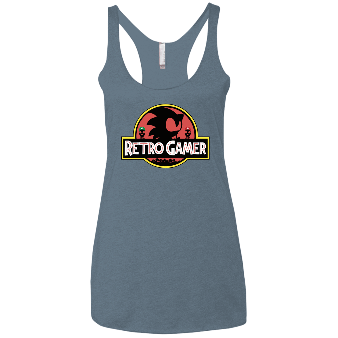 T-Shirts Indigo / X-Small Retro Gamer Women's Triblend Racerback Tank