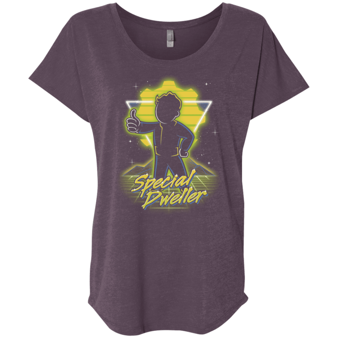 T-Shirts Vintage Purple / X-Small Retro Special Dweller Triblend Dolman Sleeve