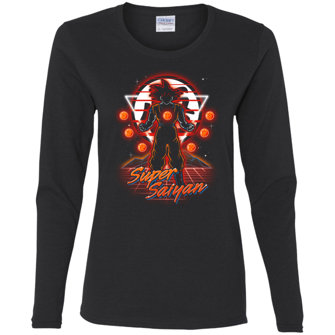 T-Shirts Black / S Retro Super Saiyan Women's Long Sleeve T-Shirt