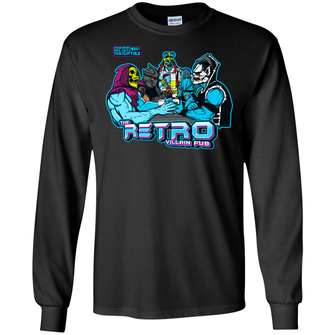 T-Shirts Black / S Retro Villain Pub Men's Long Sleeve T-Shirt