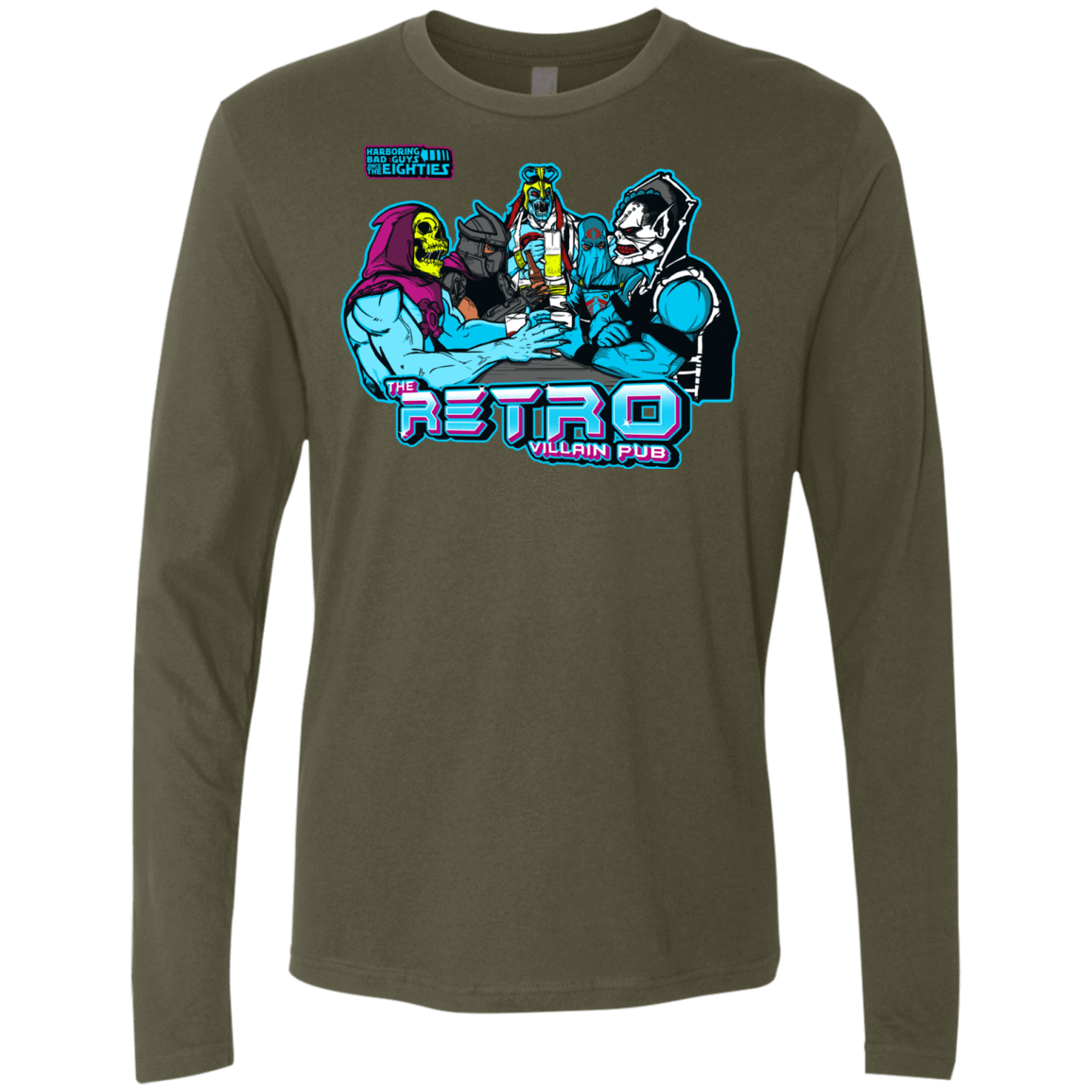 T-Shirts Military Green / S Retro Villain Pub Men's Premium Long Sleeve