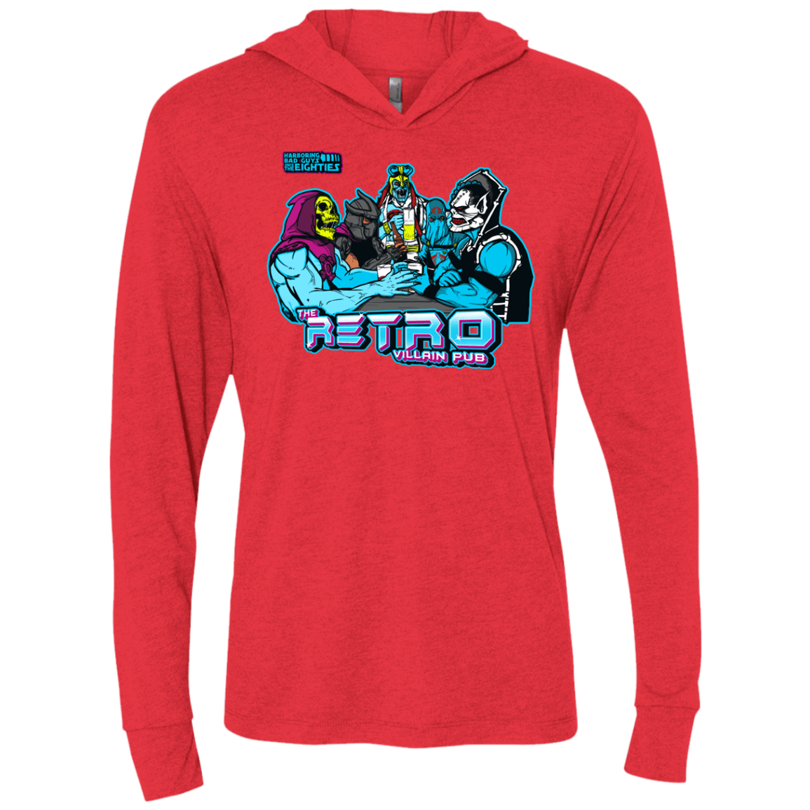 T-Shirts Vintage Red / X-Small Retro Villain Pub Triblend Long Sleeve Hoodie Tee