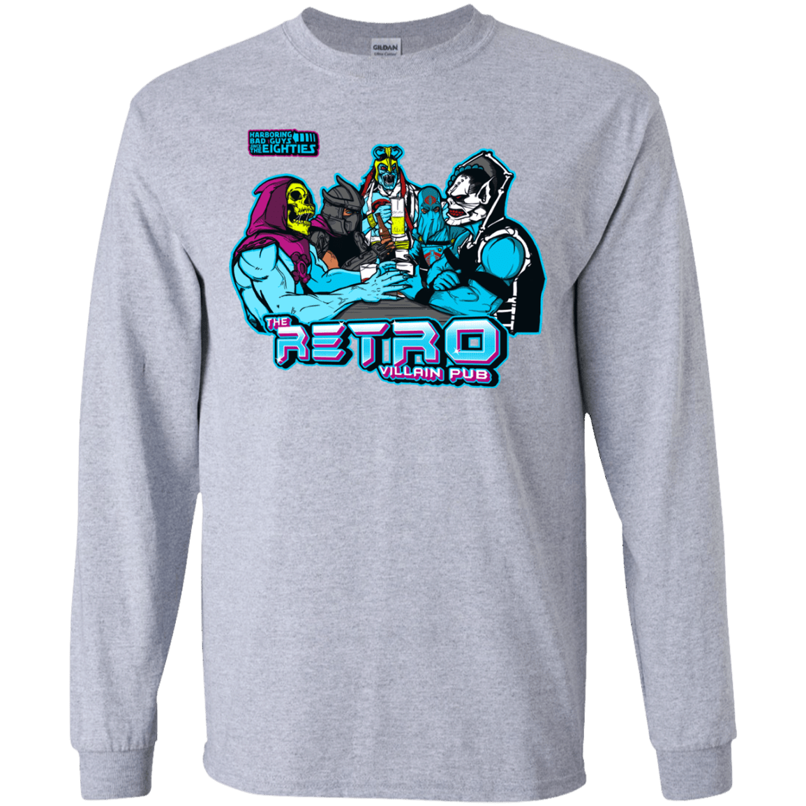 T-Shirts Sport Grey / YS Retro Villain Pub Youth Long Sleeve T-Shirt