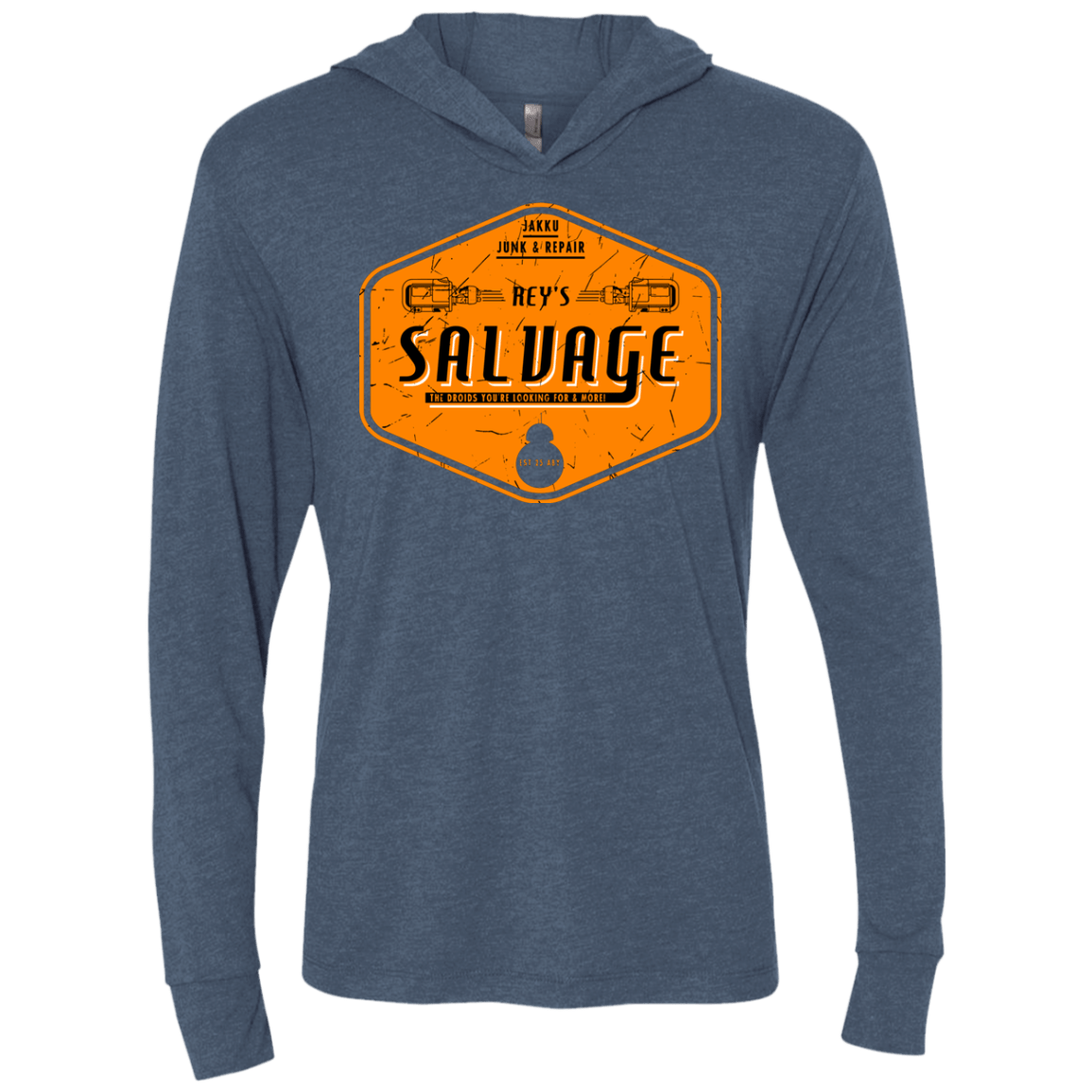 T-Shirts Indigo / X-Small Reys Salvage Triblend Long Sleeve Hoodie Tee