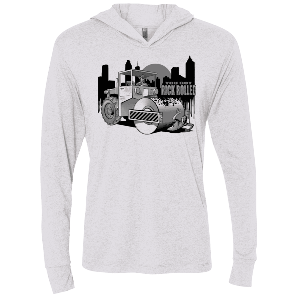 T-Shirts Heather White / X-Small Rick Rolled Triblend Long Sleeve Hoodie Tee