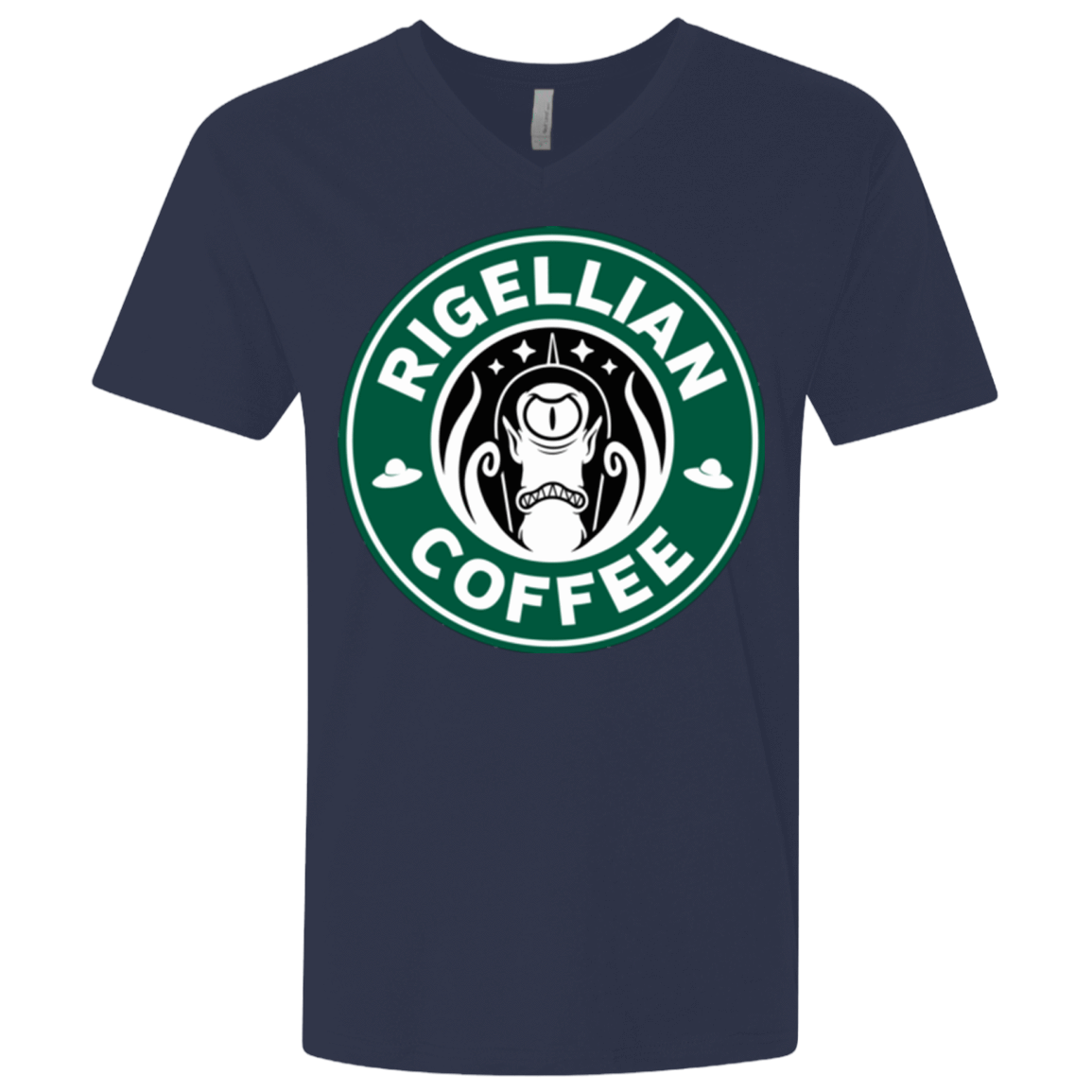 T-Shirts Midnight Navy / X-Small Rigellian Coffee Men's Premium V-Neck