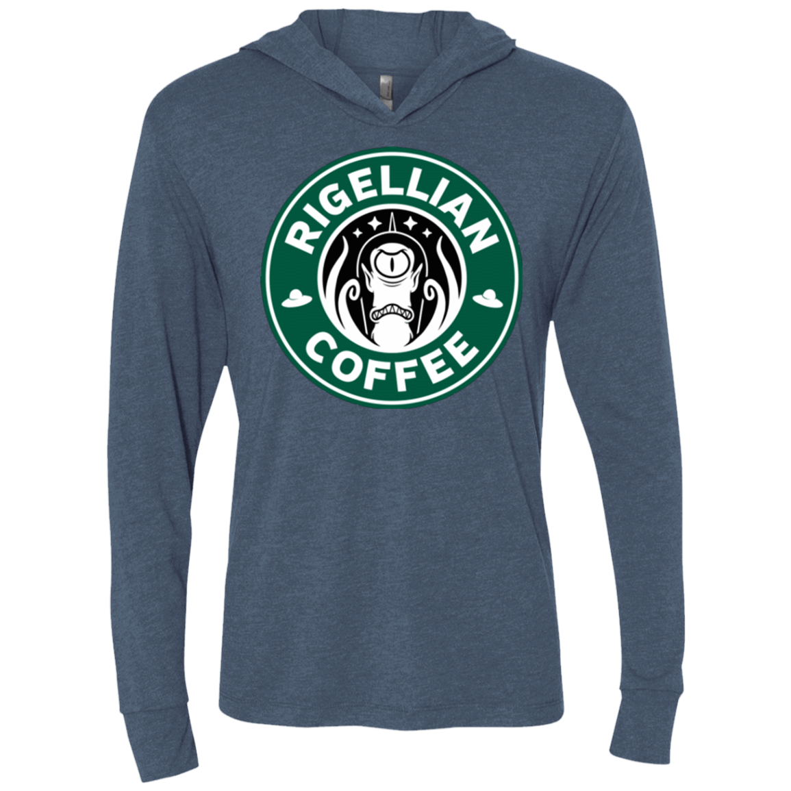 T-Shirts Indigo / X-Small Rigellian Coffee Triblend Long Sleeve Hoodie Tee