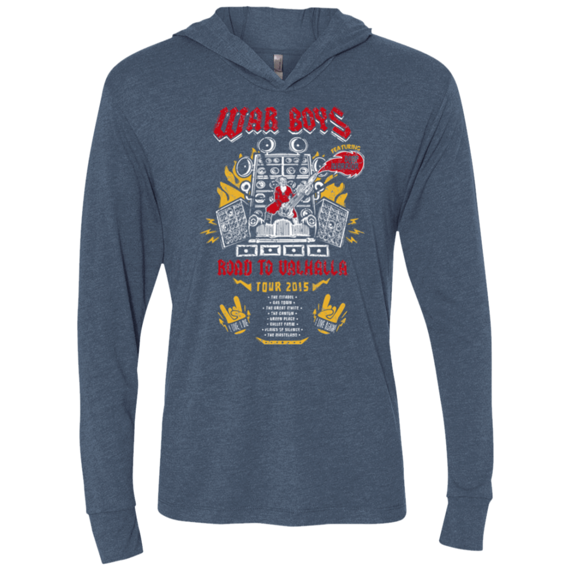 T-Shirts Indigo / X-Small Road to Valhalla Tour Triblend Long Sleeve Hoodie Tee