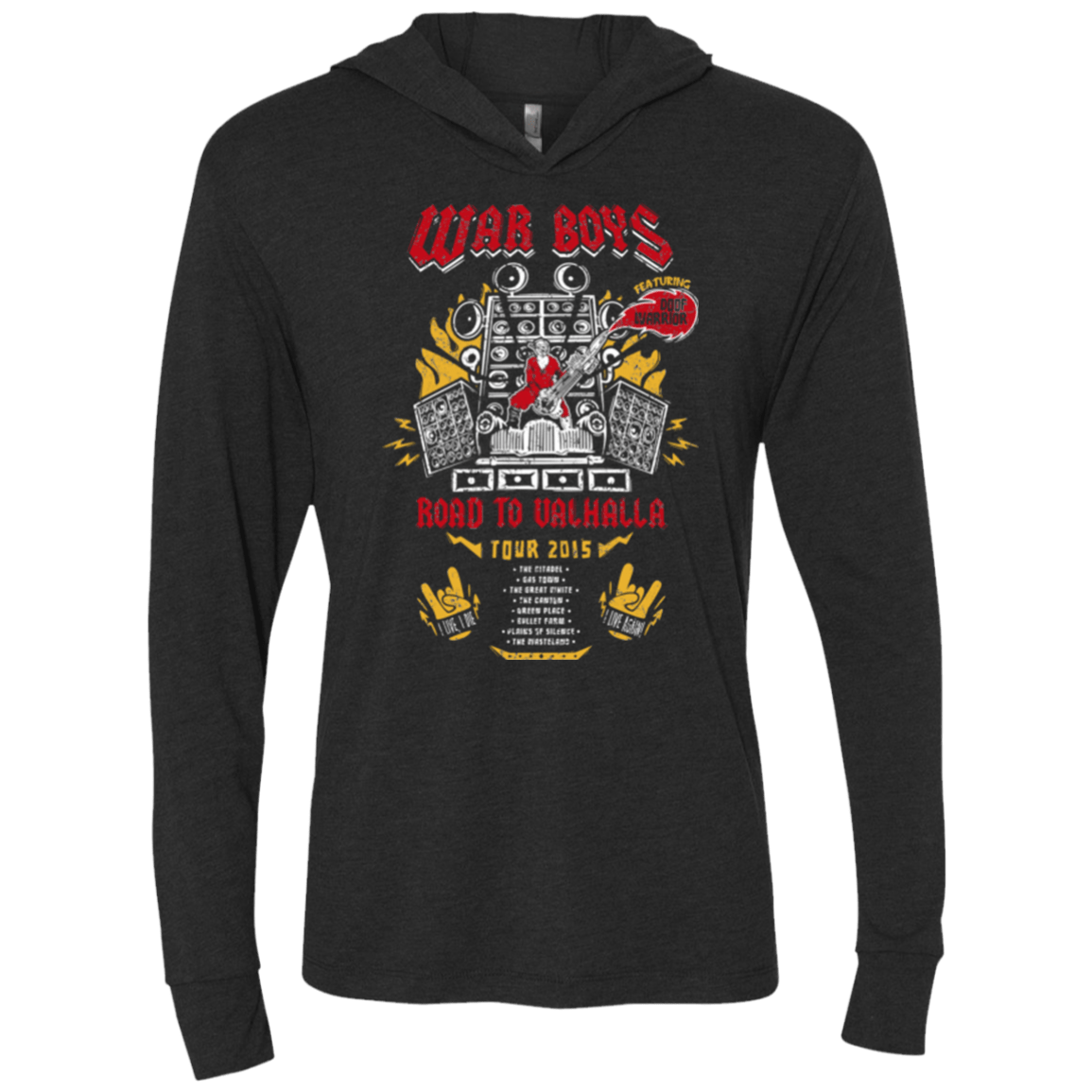 T-Shirts Vintage Black / X-Small Road to Valhalla Tour Triblend Long Sleeve Hoodie Tee