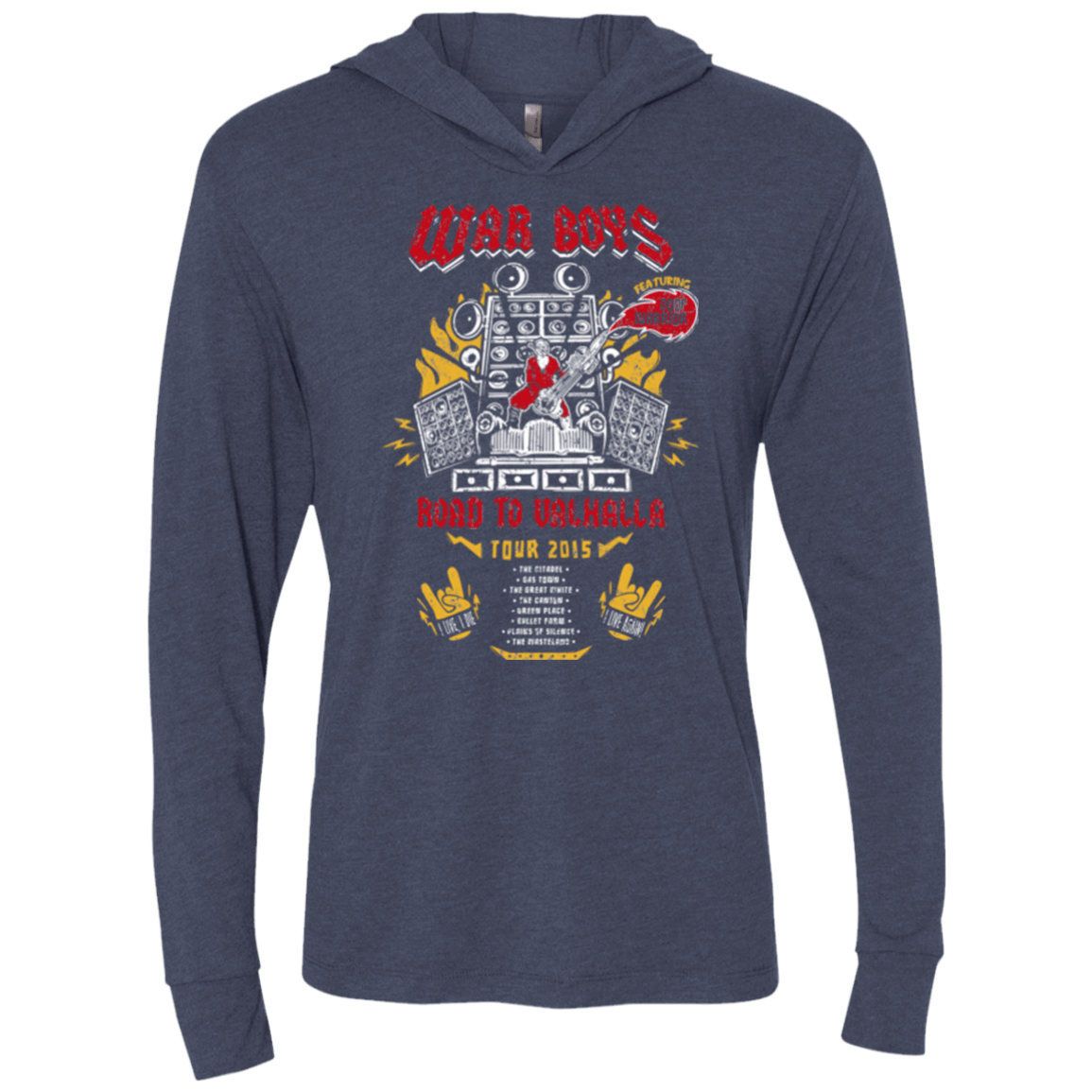 T-Shirts Vintage Navy / X-Small Road to Valhalla Tour Triblend Long Sleeve Hoodie Tee