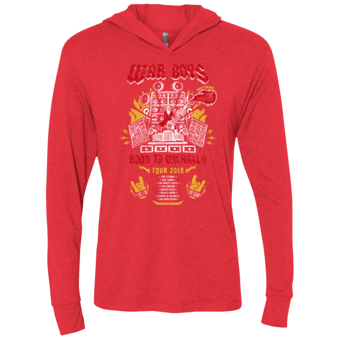T-Shirts Vintage Red / X-Small Road to Valhalla Tour Triblend Long Sleeve Hoodie Tee