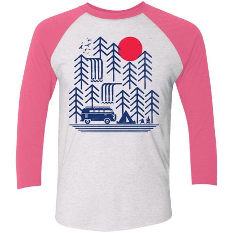 T-Shirts Heather White/Vintage Pink / X-Small Road Trip Days Men's Triblend 3/4 Sleeve