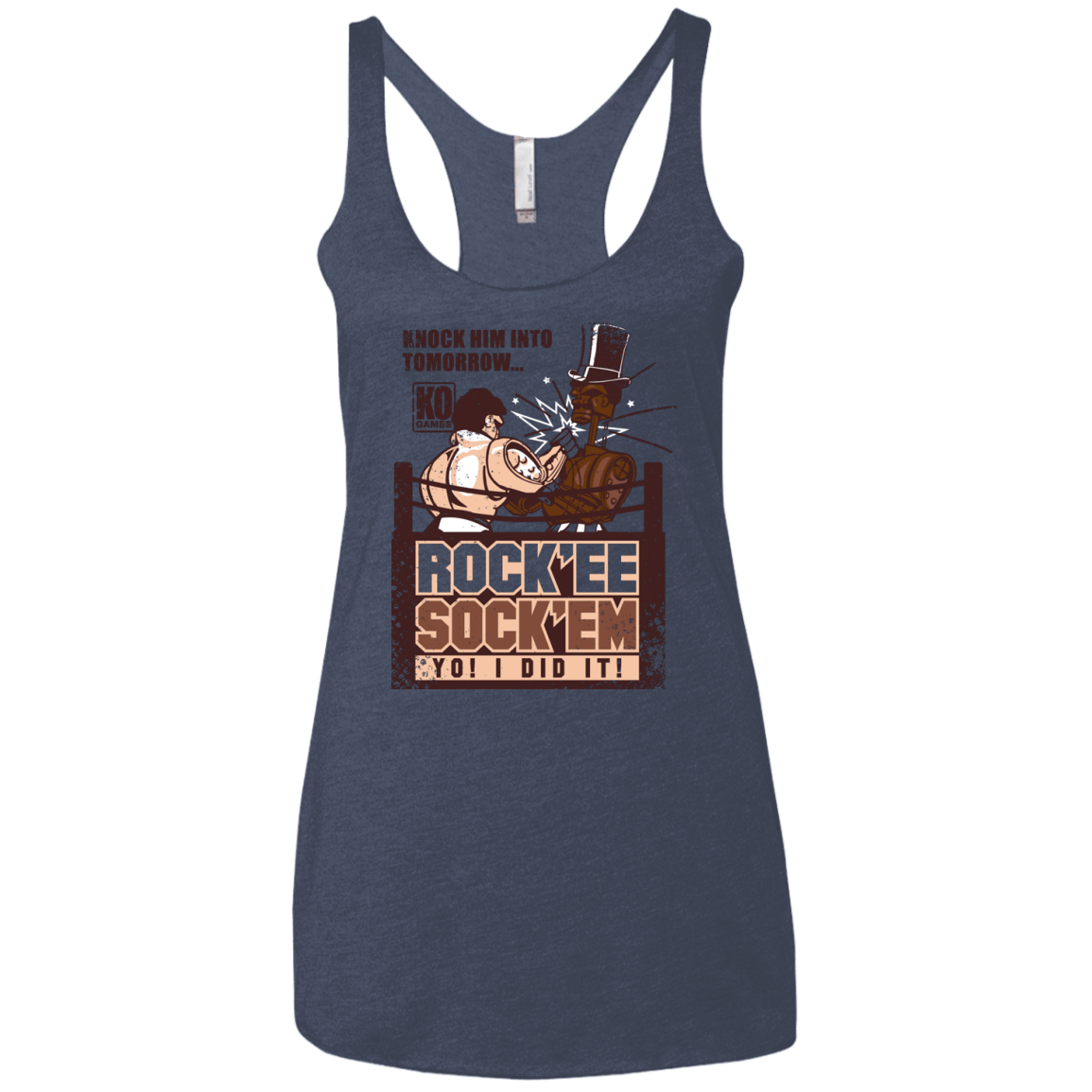 T-Shirts Vintage Navy / X-Small Rockee Sockem Women's Triblend Racerback Tank